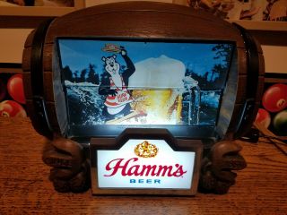 Vintage Hamm ' s Beer Barrel (Flip Motion - 8 Scenes) Lighted Sign 2