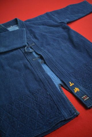 Vj89/1170 Vintage Japanese Kimono Cotton Boro Indigo Blue Sashiko Kendou - Gi