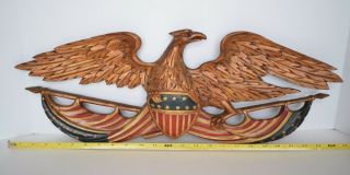 Vintage WOOD Carved AMERICAN EAGLE Bellamy Style AMERICAN FOLK ART Shield FLAG 4