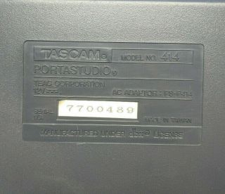 Tascam Portastudio 414 Vintage 4 Track Cassette Recorder Multitrack & Power Cord 3