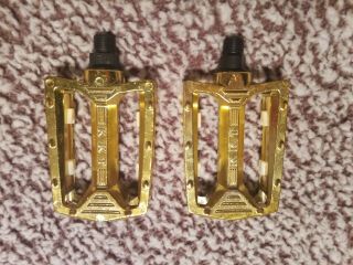 Kkt 1/2 Gold Nos Pedals Bmx Racing Freestyle Cruiser Vintage Bicycle