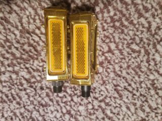 KKT 1/2 GOLD NOS PEDALS BMX RACING FREESTYLE CRUISER VINTAGE BICYCLE 4