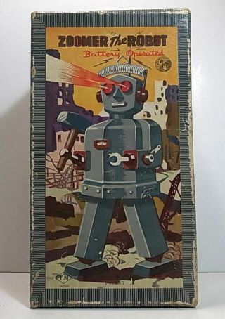 VINTAGE NOMURA ZOOMER ROBOT BOX ONLY.  1950 ' s 2