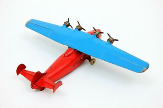 Vintage Wyandotte China Clipper Pressed Steel Airplane Red & Blue Complete 4