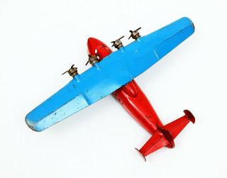 Vintage Wyandotte China Clipper Pressed Steel Airplane Red & Blue Complete 7