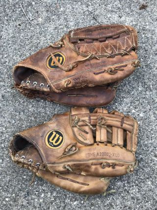 2 Vintage Wilson A2000 Xlo Baseball / Softball Gloves Mits Usa Mlb Softball