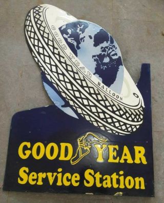 Goodyear Service Station Vintage Porcelain Sign 24 X 36 Inches With Flange