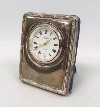 R Carr Small Sterling Silver Desk Clock - Sheffield 1994 - O03