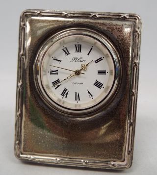R CARR Small Sterling Silver Desk Clock - Sheffield 1994 - O03 2