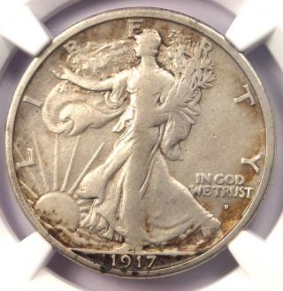 1917 - S Obverse Walking Liberty Half Dollar 50c - Ngc Vf Details - Rare Coin