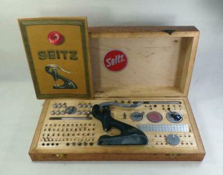 Vintage Watchmakers Deluxe Large Seitz Friction Jeweling Tool Set W/book 6i