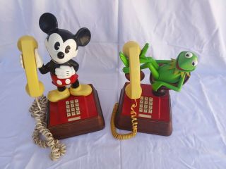 Vtg 1983 Jim Henson Kermit The Frog Muppets & Mickey Mouse Phone