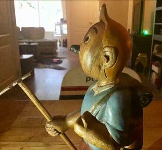 Extremely Rare Tintin Walking in the Mountains Old Wooden Figurine Statue 6