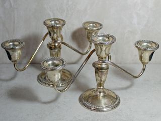 Pair 3 - Light Rogers Weighted Sterling Silver Candelabra Candle Holders