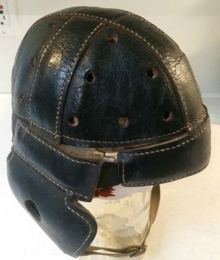 Old Antique 1915 - 1920 Skull Cap Leather Football Helmet