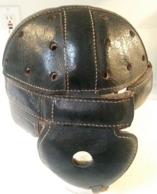 Old Antique 1915 - 1920 Skull Cap Leather Football Helmet 2
