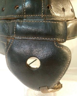 Old Antique 1915 - 1920 Skull Cap Leather Football Helmet 3