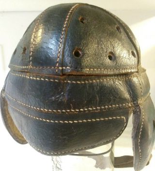 Old Antique 1915 - 1920 Skull Cap Leather Football Helmet 4