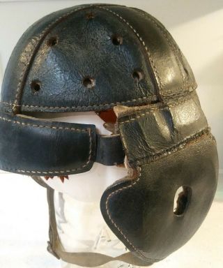 Old Antique 1915 - 1920 Skull Cap Leather Football Helmet 6