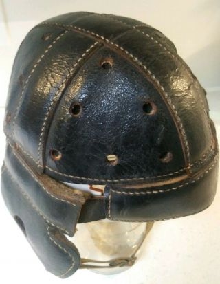 Old Antique 1915 - 1920 Skull Cap Leather Football Helmet 8