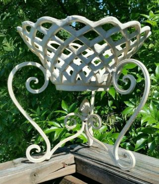 Vintage Cast Iron Garden Planter Patio Footed Jardiniere 12 " Tall