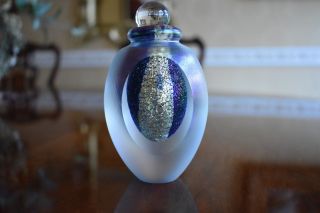 Vintage 1994 Eickholt Perfume Bottle - Purple,  Green,  Gold With Stopper 2