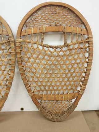 Antique Vintage Indian Made Bear Paw Snowshoes 18 
