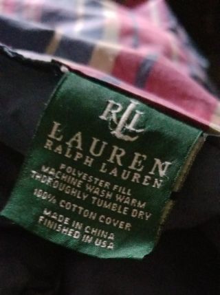 Ralph lauren vintage Comforter blanket Full Size Plaid red blue,  sham,  skirt. 2