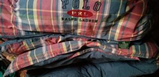 Ralph lauren vintage Comforter blanket Full Size Plaid red blue,  sham,  skirt. 3