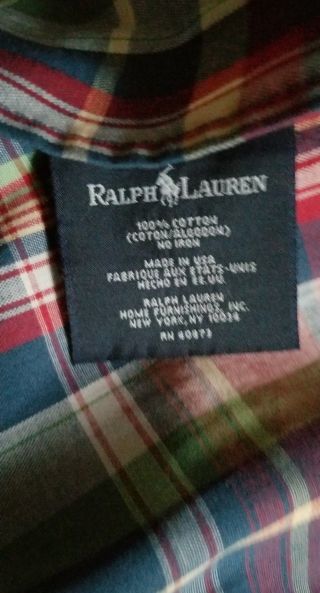 Ralph lauren vintage Comforter blanket Full Size Plaid red blue,  sham,  skirt. 7