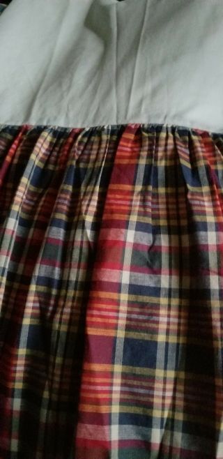 Ralph lauren vintage Comforter blanket Full Size Plaid red blue,  sham,  skirt. 8