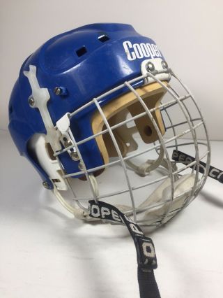 Vintage Cooper Sk 2000 Large Blue Hockey Helmet W/ Fm300l Face Mask Cage Canada
