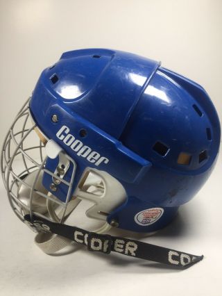 Vintage COOPER SK 2000 Large Blue Hockey Helmet w/ FM300L Face Mask Cage Canada 4