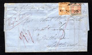 Victoria 1856 6d & 1/ - Woodblocks On Registered Cover To Scotland.  Rare