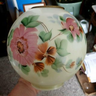 Vintage Banquet Or Gwtw Ball Oil Lamp Shade H/p Flowers