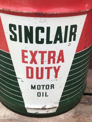Vintage 5 Gallon SINCLAIR GAS STATION Motor Oil Dino Advertising Metal Can 7