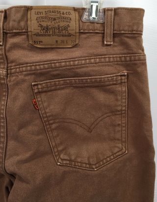 Vintage Brown/Tan Levi ' s 517 Orange Tab Jeans 36x32 (Mea 35x32) Made in USA 2