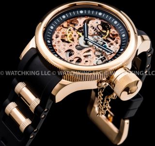 Invicta 52mm Russian Diver Mechanical 18k Rose Gold Plated S.  S Chrono Poly Watch