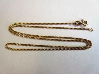 Vintage Solid 9ct Gold 16 Inch Long Fine Curb Link Necklace,  Chain - 2.  5g