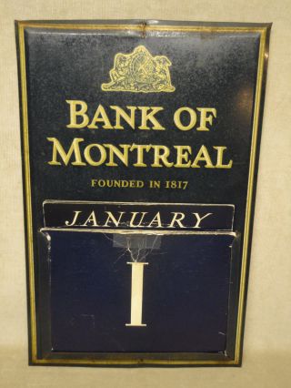Vintage Bank Of Montreal Tin Perpetual Wall Calendar W/ Cards 1940 Ish