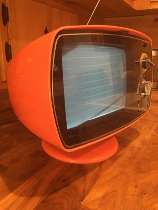 Vintage Philco Tv Bright Orange Spaceage Mid Century Mod Jetsons Style 70s
