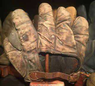 Vintage 1910 ' s JC Higgins Full Web Buckle Back Antique Baseball glove Old Rare 2