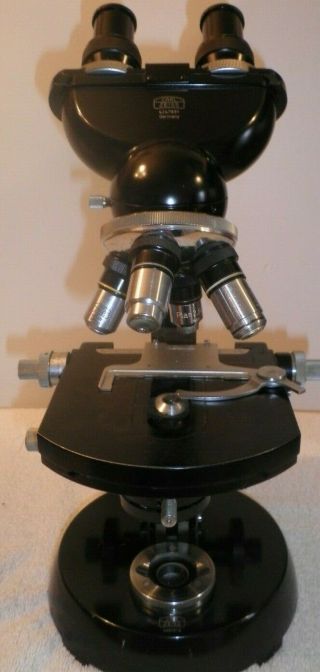 Vintage Rare Carl Zeiss Binocular Microscope 2055908 W/stage,  4 Head,  Condenser