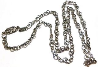 Ornate Nouveau Inspired Ak Sterling Silver Book Chain Necklace 16.  5 "