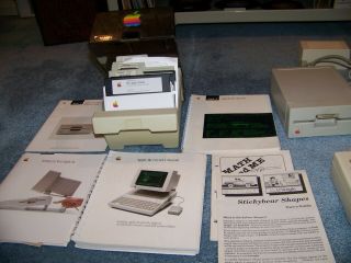 Vintage Apple IIc A2S4100 Computer with power supply,  Manuals,  floppy and cords 2