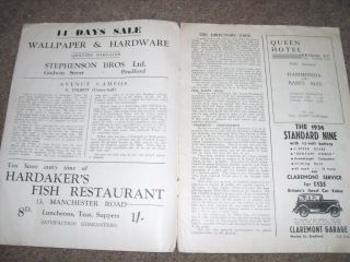 VINTAGE PRE WAR PROGRAMME BRADFORD PARK AVENUE V SHEFFIELD UNITED 7TH SEPT 1935 2