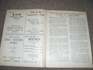 VINTAGE PRE WAR PROGRAMME BRADFORD PARK AVENUE V SHEFFIELD UNITED 7TH SEPT 1935 3