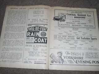 VINTAGE PRE WAR PROGRAMME BRADFORD PARK AVENUE V SHEFFIELD UNITED 7TH SEPT 1935 5