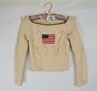 Vtg Lianne Barnes Knitwear 100 Cotton Chunky Knit Sweater Womens Cropped Small