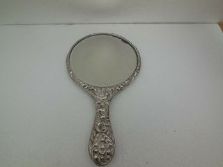 Antique Edwardian Sterling Silver Hand Held Mirror Birminham 1912